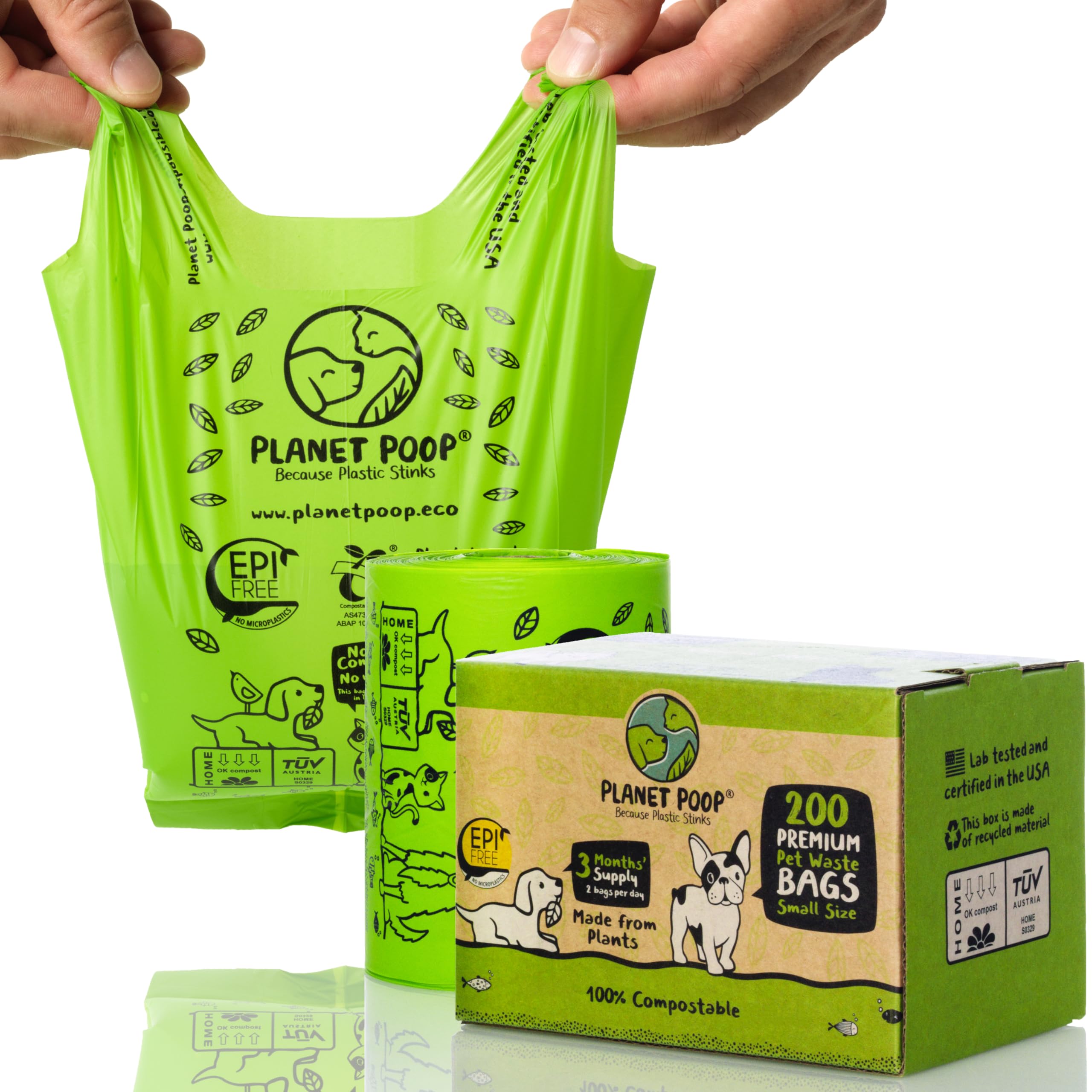 Planet Poop 200 mini-roll bags for quick grab-and-go cleanup.