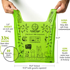 PLANET POOP 20-micron thick leakproof bags prevent leaks during cleanup