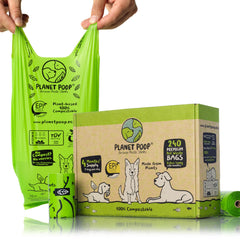 PLANET POOP extra-long bags with handles for easy pickup during walks