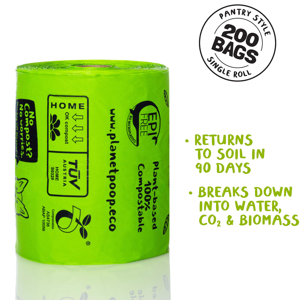 PLANET POOP bags large roll of 200 count for extended use