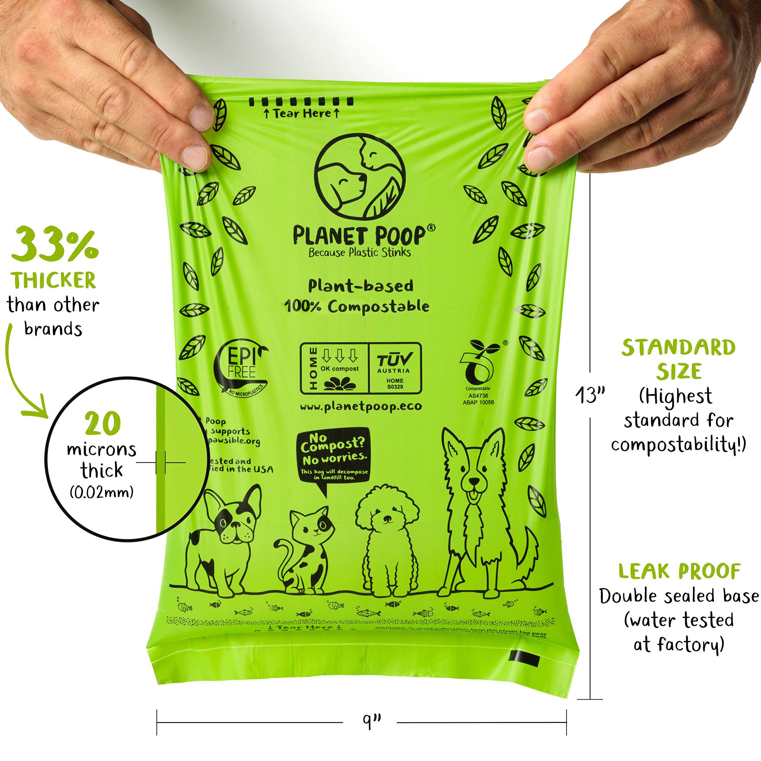 Planet Poop bags unfolded show thick, reliable bagging.