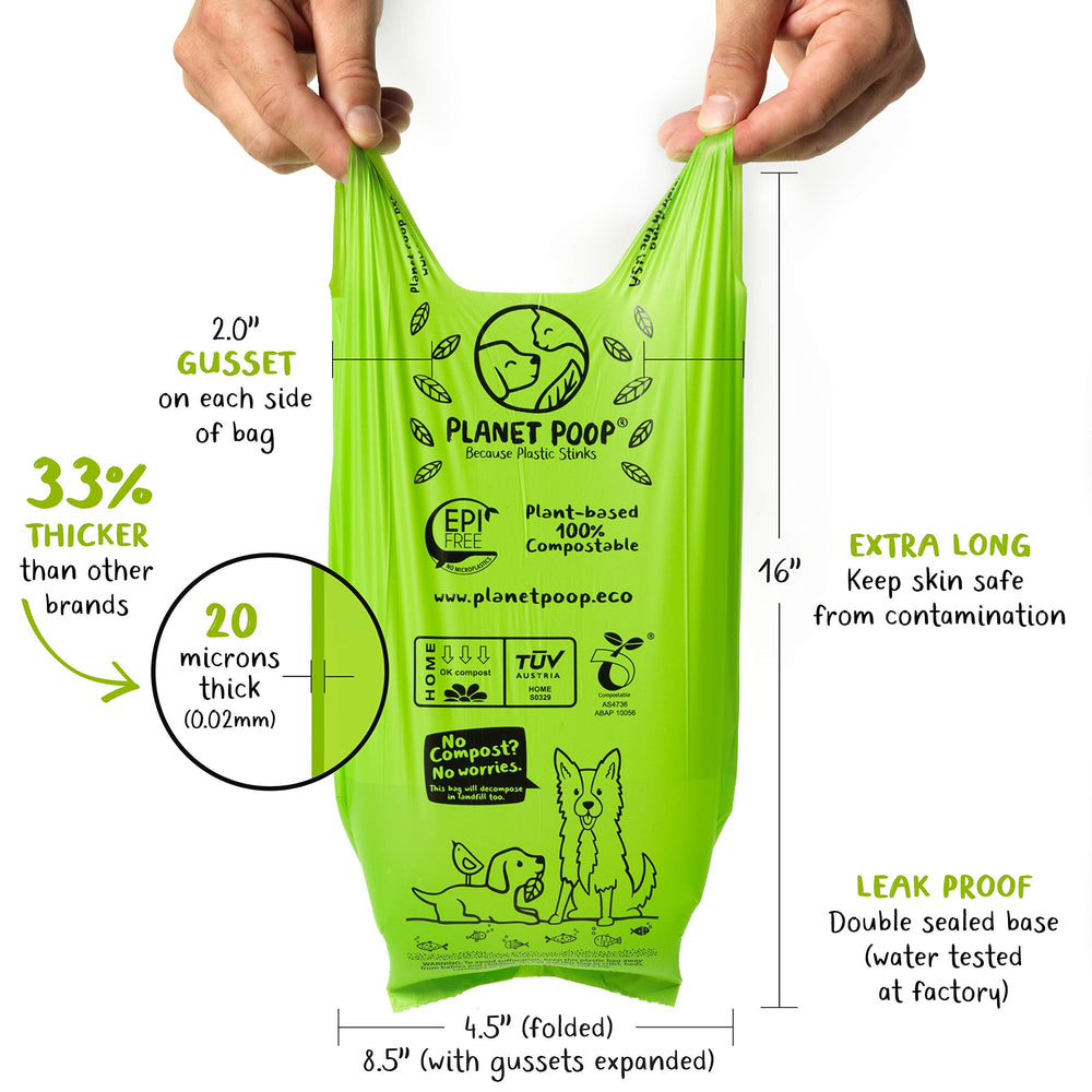 PLANET POOP unscented bags keep waste discreet and odor-free during cleanup