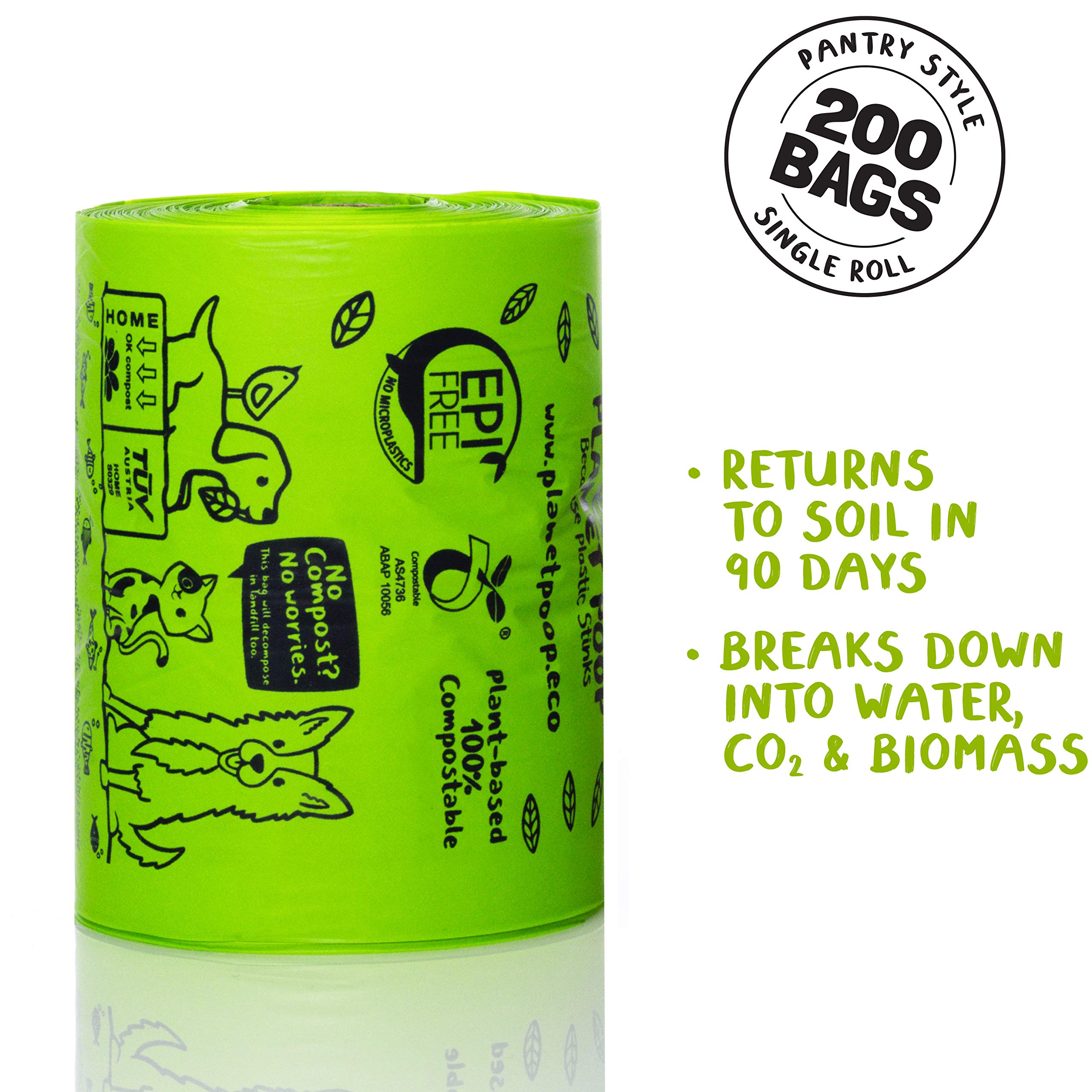 Planet Poop biodegradable leakproof bags with handles for secure waste.