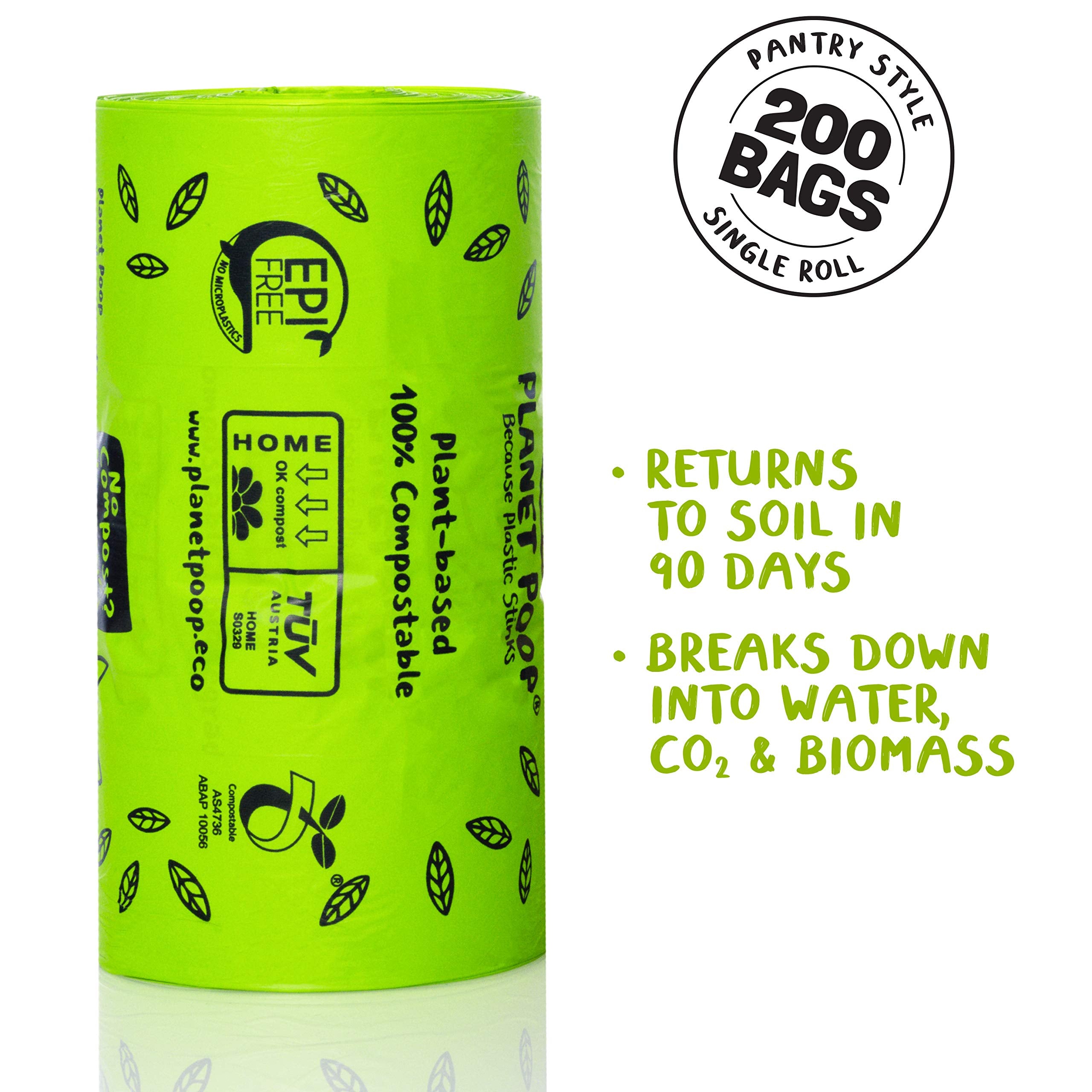 Planet Poop large dog poop bags with handles for easy pickup.