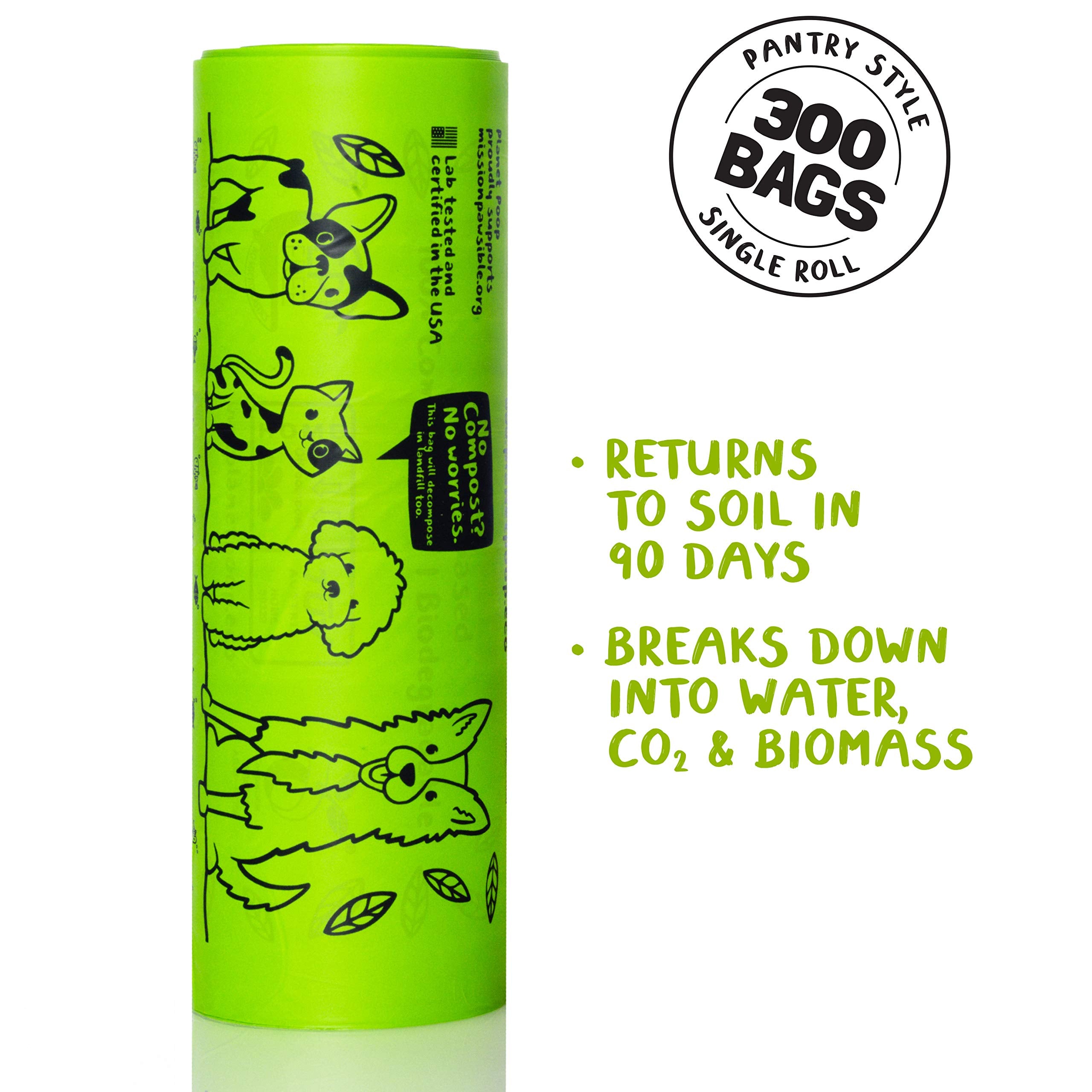 Planet Poop leakproof bags 20 microns thick ensure mess-free pickups.