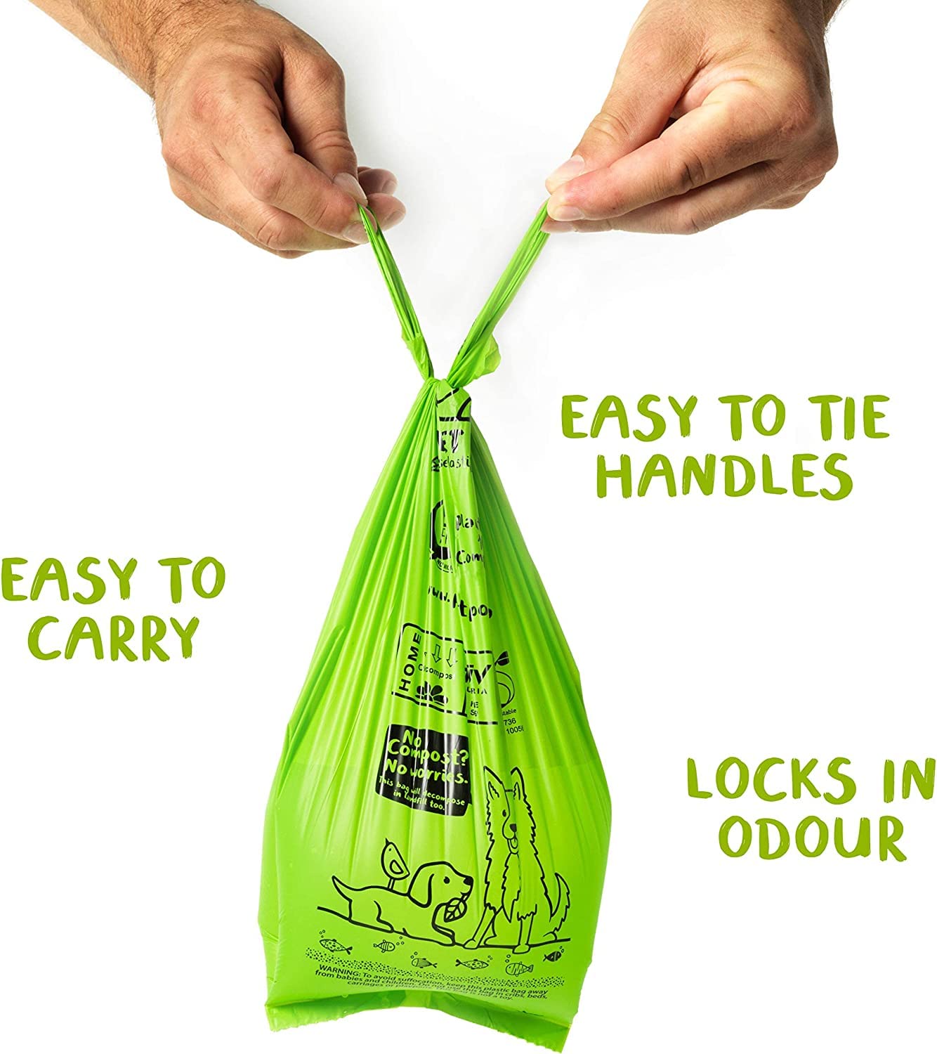 PLANET POOP in-use scene showing dog-waste pickup with sturdy handles