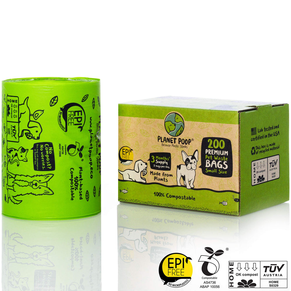 Planet Poop strong handles on leakproof bags for easy sealing.