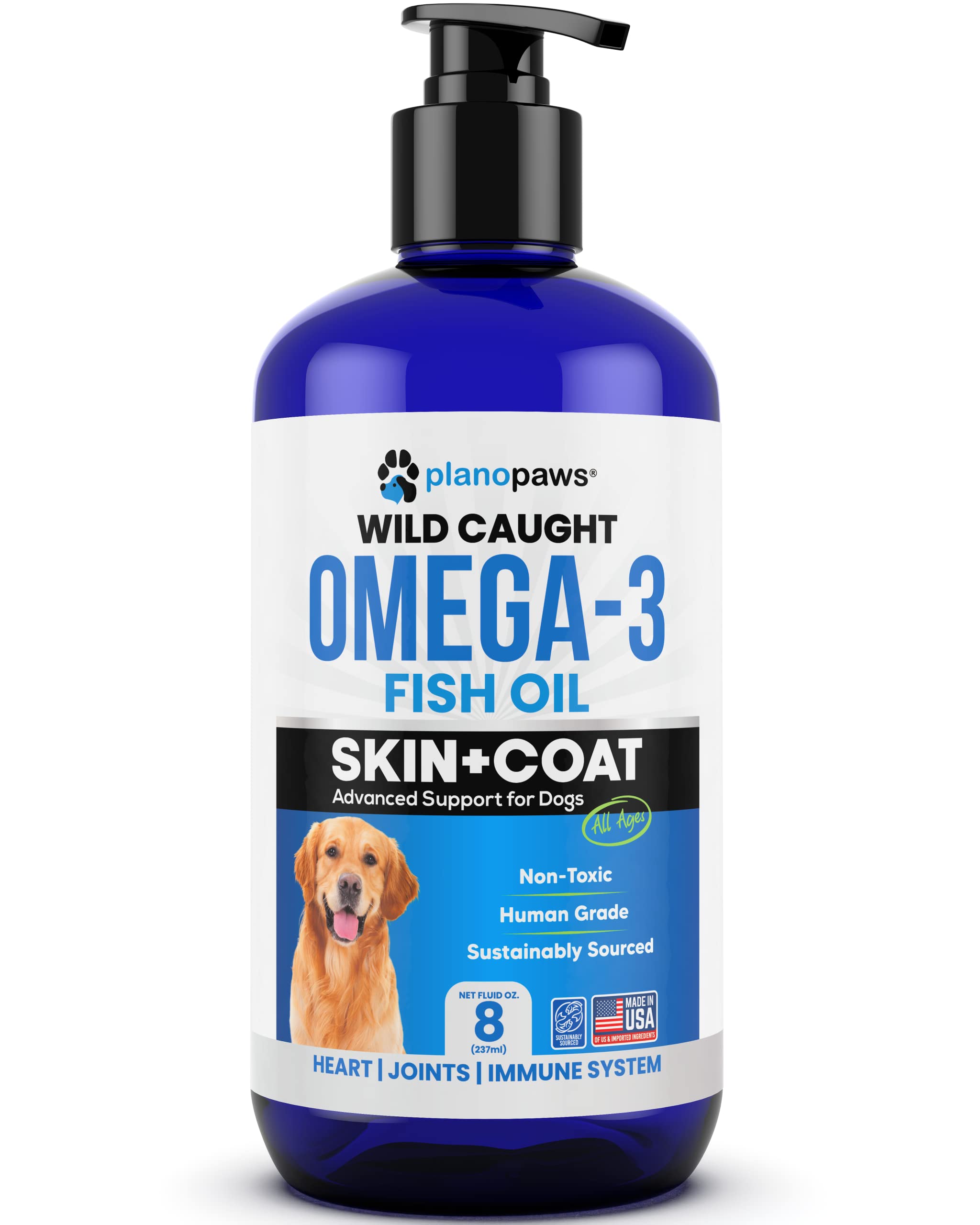 Plano Paws Omega-3 dogs coat-shine close-up hints at skin support.