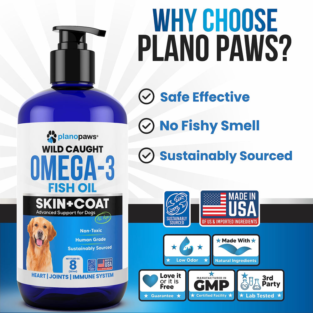 Plano Paws Omega-3 dogs ingredients iceland highlights wild-caught fish from clean waters.