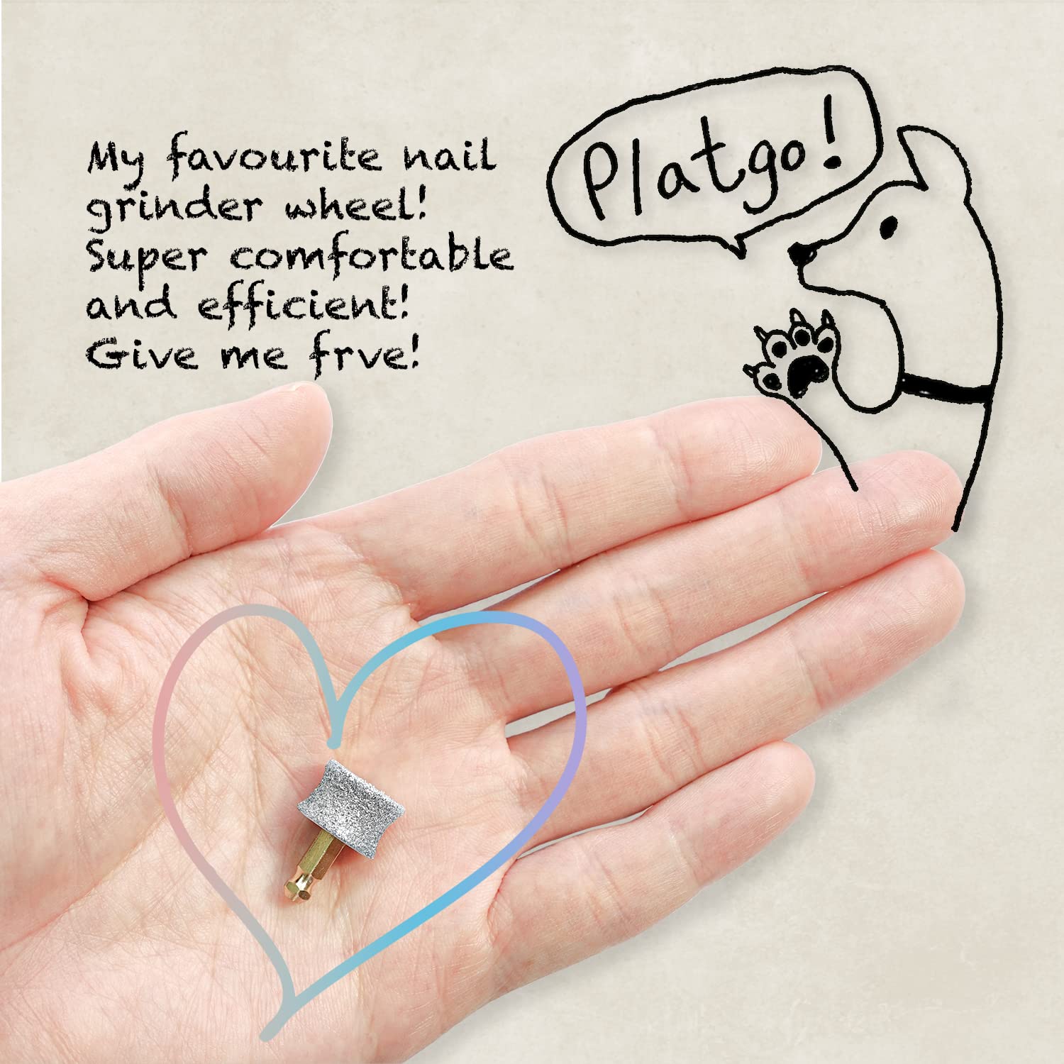 PLATGO Diamond nail grinder head demonstrates heat-friendly design for comfortable grooming