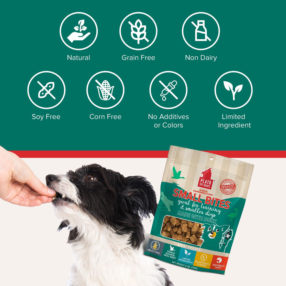 PLATO Small Bites are sized for small dogs and easy to portion.