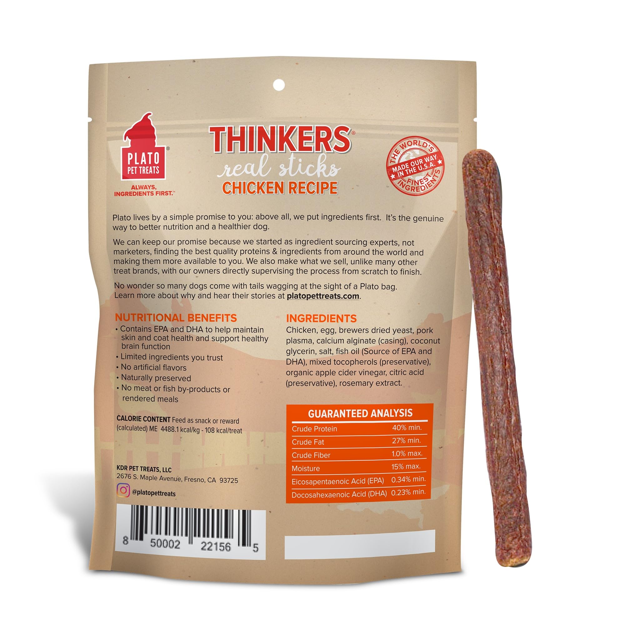 PLATO Thinkers chicken-sticks closeup highlighting air-dried texture and flavor