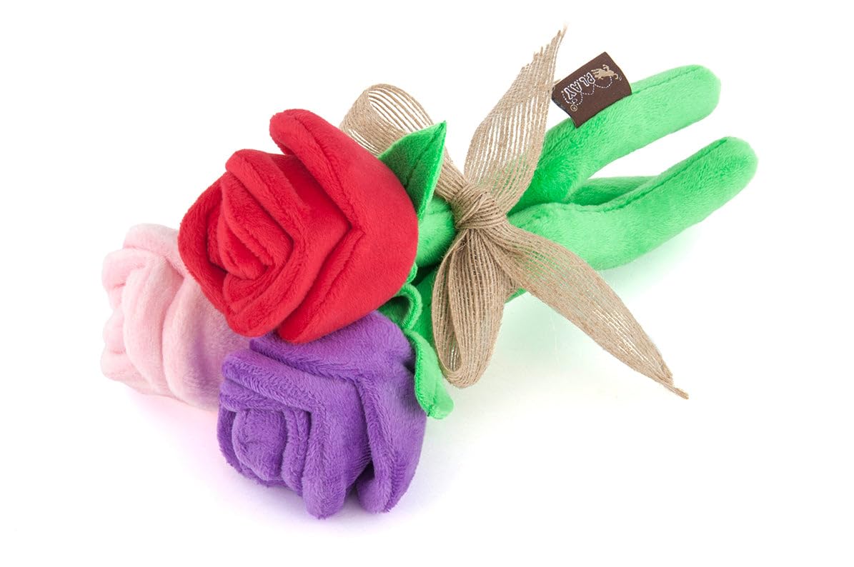 P.L.A.Y. Puppy Love Rover's Roses bouquet with three squeaky flowers for interactive play.