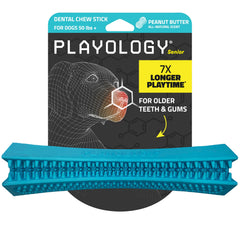 Playology dog toy close-up highlights soft rubber chew for aging teeth and gums