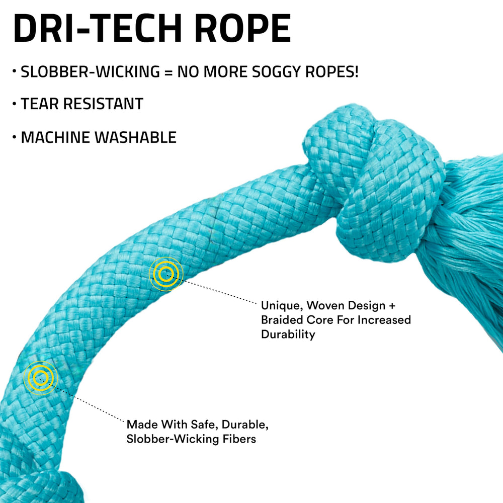 Playology Dri-Tech rope toy in motion with a big dog during play