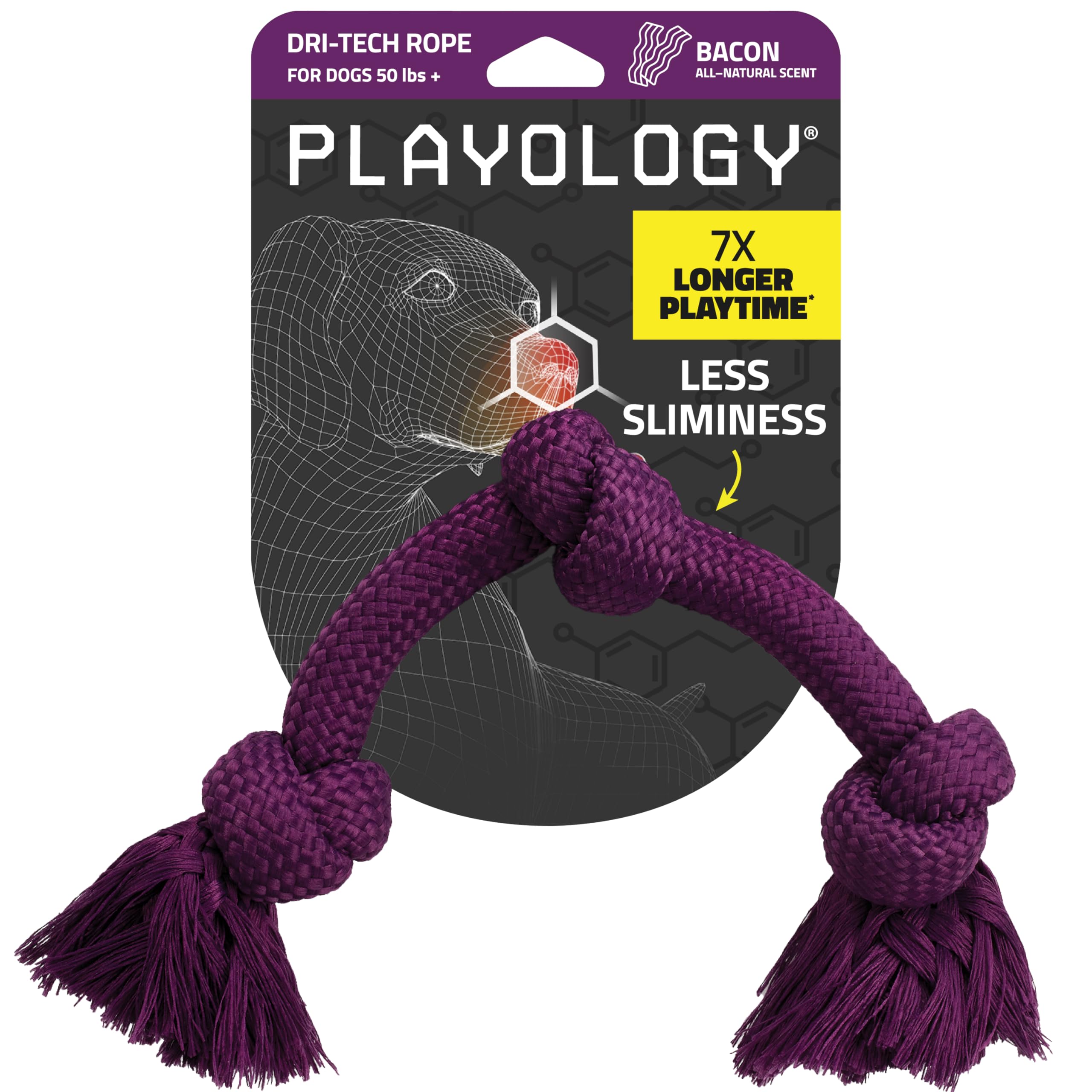 Playology Dri-Tech Rope Toy close-up showing durable fibers for tough chewers at home and outdoors.