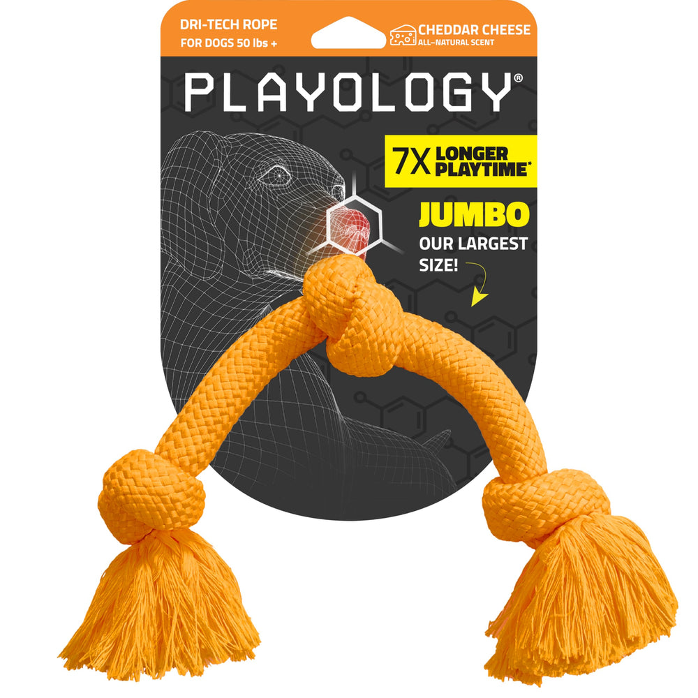 Playology Dri-Tech rope toy tug close-up shows durability for aggressive chewers