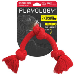 Playology Dri-Tech Rope Tug back view shows durable jumbo design for aggressive chewers.