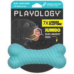 Playology dual layer bone close-up, durable chew for strong chewers