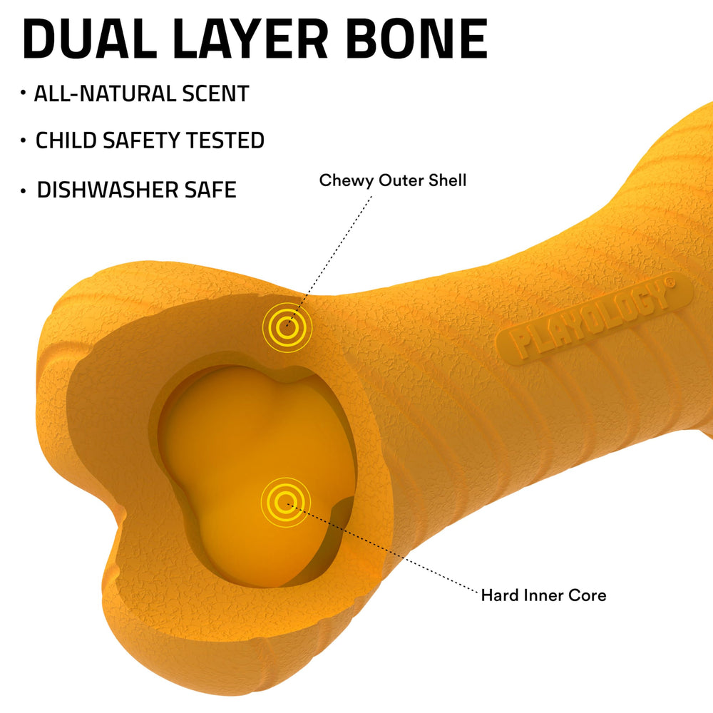 Playology dual-layer bone front view shows sturdy construction for large dogs.