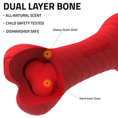 Playology beef-scented bone toy for big dogs during indoor play.