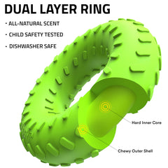 Playology dual-layer ring chew toy close-up texture showing soft outer layer protecting teeth