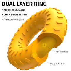 Playology dual-layer ring chew toy side view highlights sturdy construction for indoor and outdoor play.