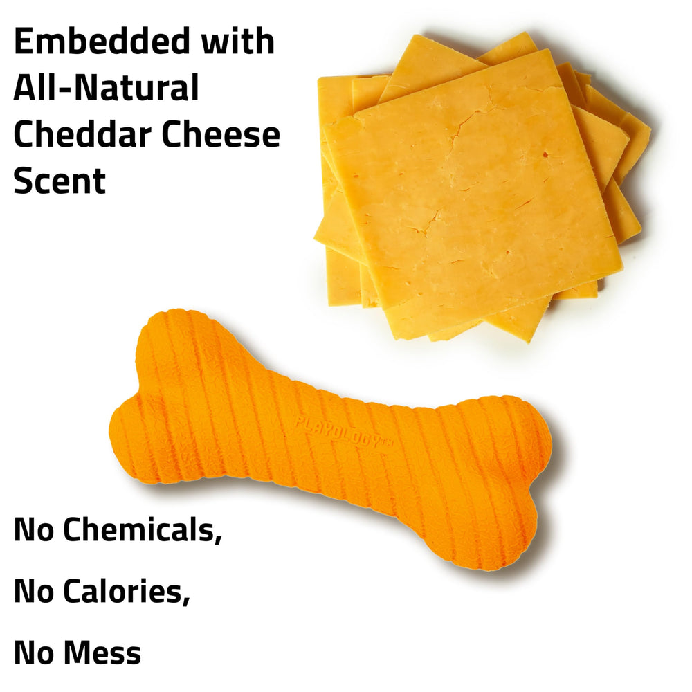 Playology encapsiscent tech scent layer demonstrates embedded cheddar scent.