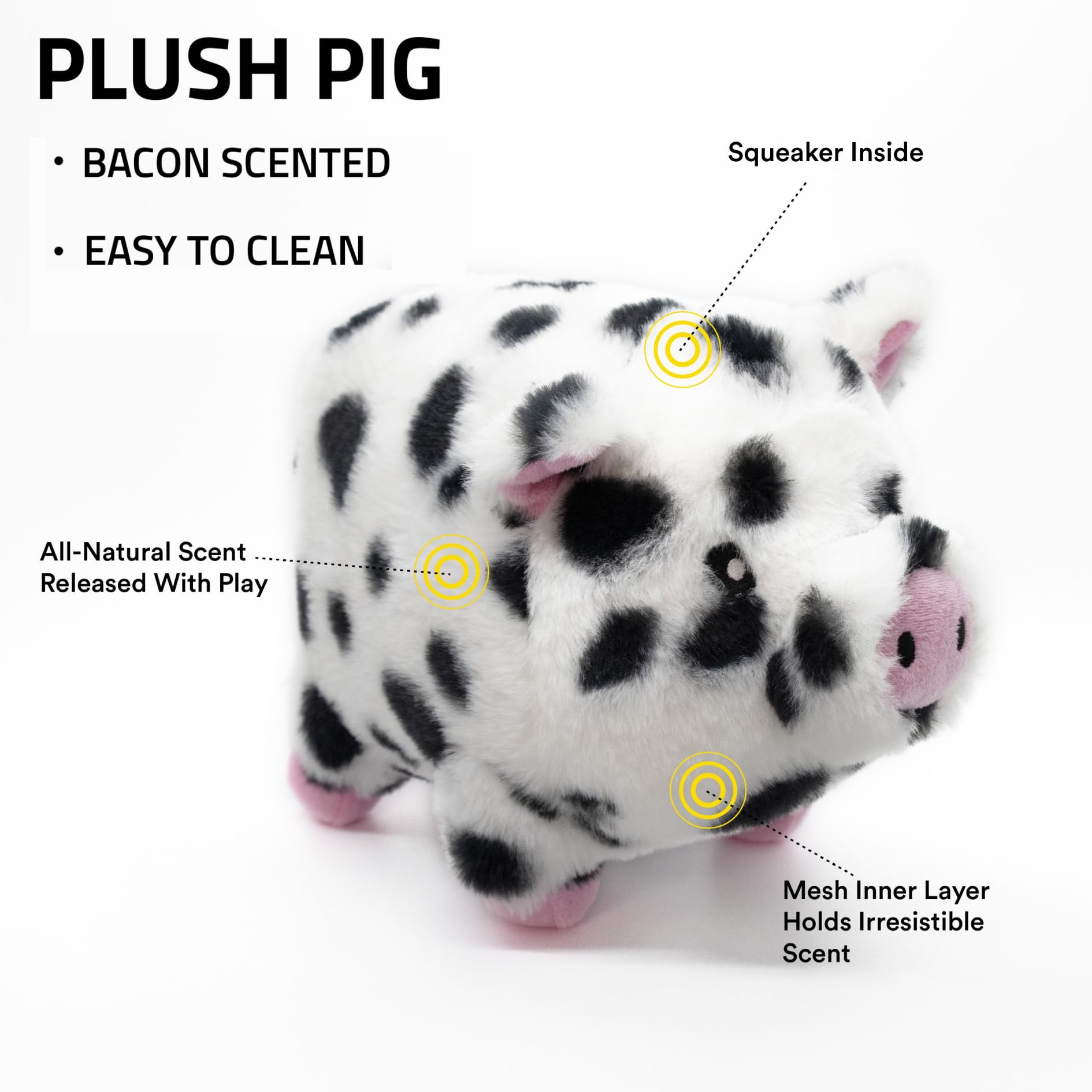 Playology encapsiscent technology pig toy releasing all-natural bacon scent during chew