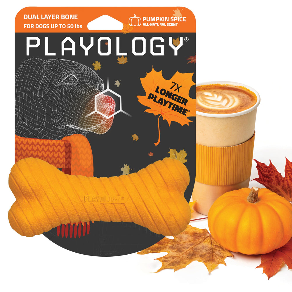 Playology hueso de doble capa para perros medianos, ideal para morder por más tiempo.