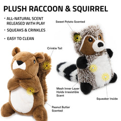 Playology plush squirrel dog-toy offers scent cues and squeaks for engaging sniff-and-play sessions