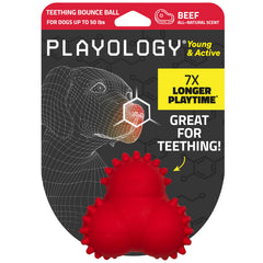 Playology Puppy Teething Bounce Ball front view for teething puppies with an engaging squeak.