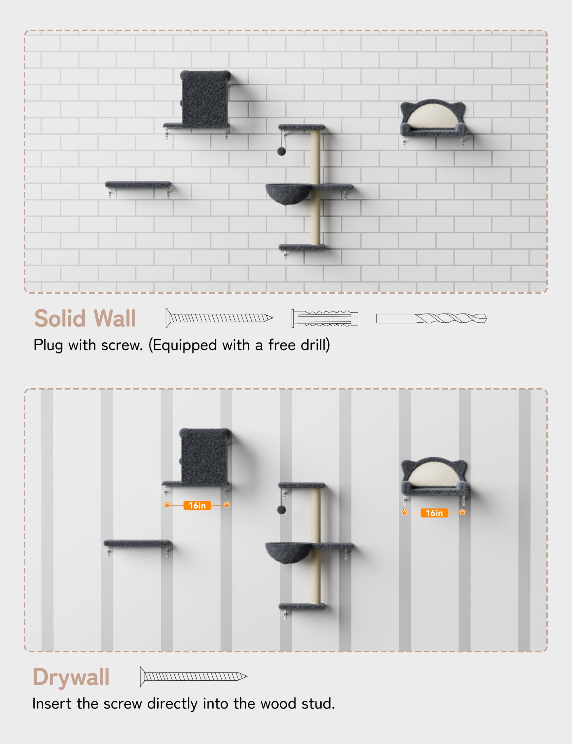 PLEKER modular layout options let cats climb across walls.