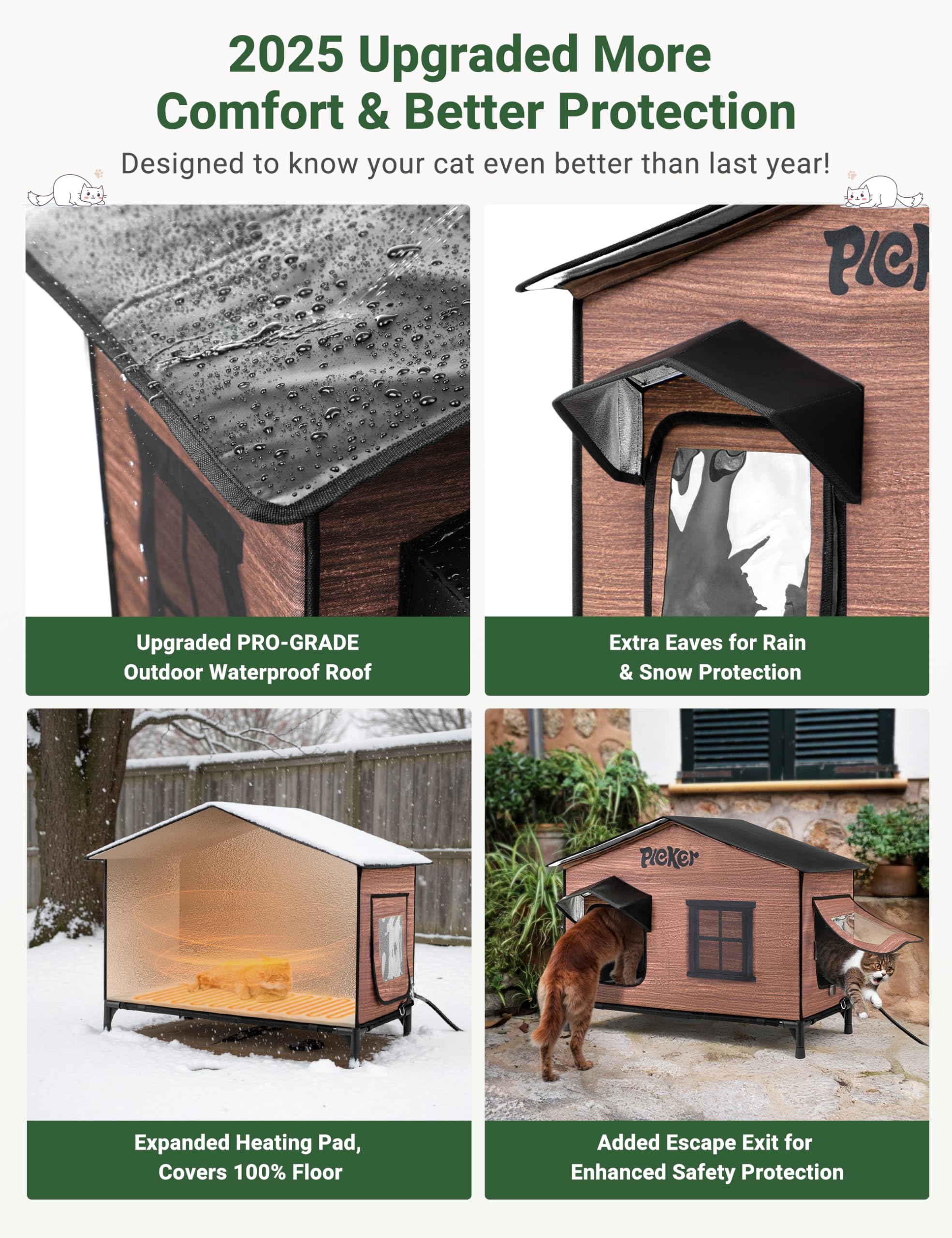 PLEKER package contents image includes cat house bed heating pad cover