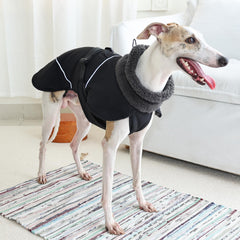 PlentiVive reflective trim coat at night for safer low-light walks.