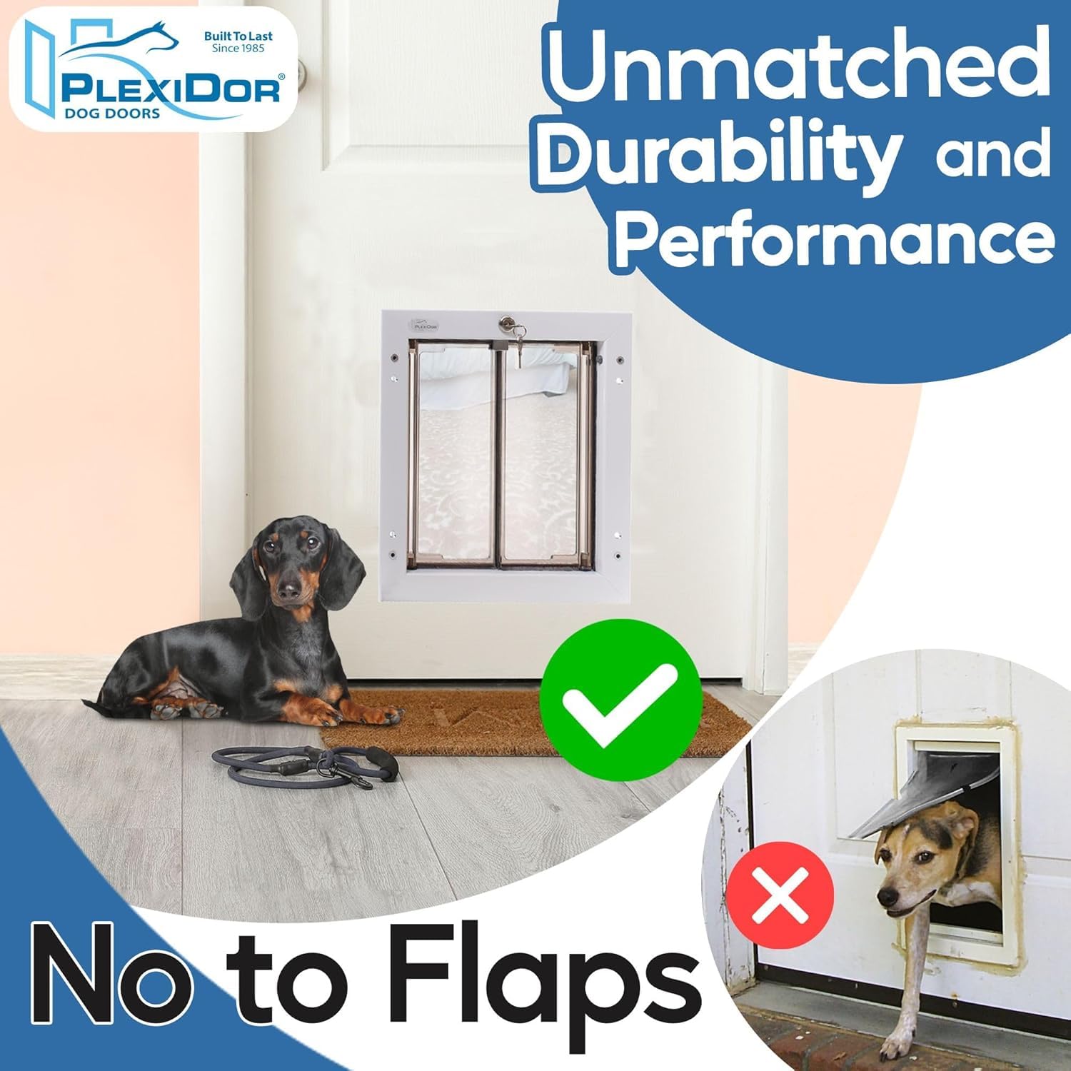 PlexiDor Performance Pet Door dual plexiglass panels provide sturdy visibility and protection.