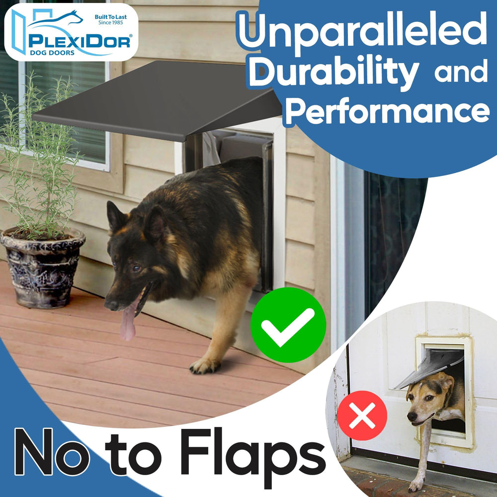 Plexidor installation-ready canopy demonstrates quick mounting over doors.