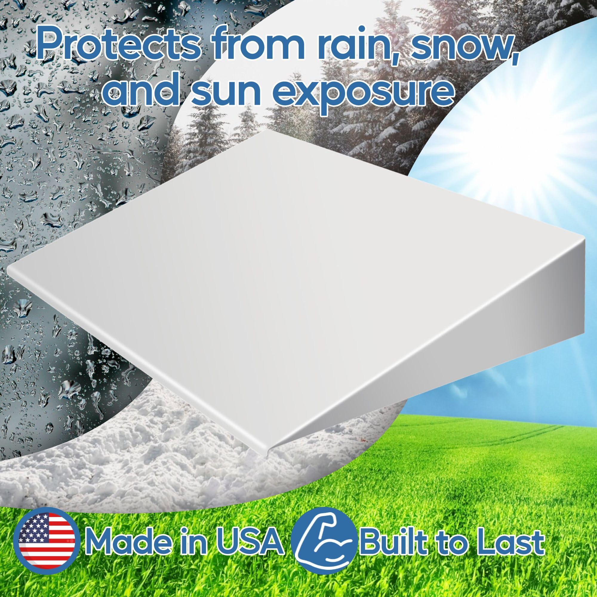Plexidor image shows lawn irrigation protection, reducing direct sun and rain exposure.