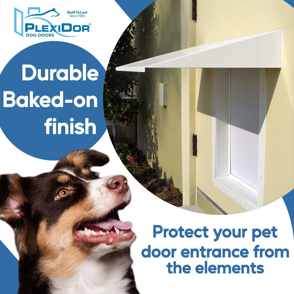 Plexidor awning warranty tag communicates a 10-year coverage for outdoor protection.