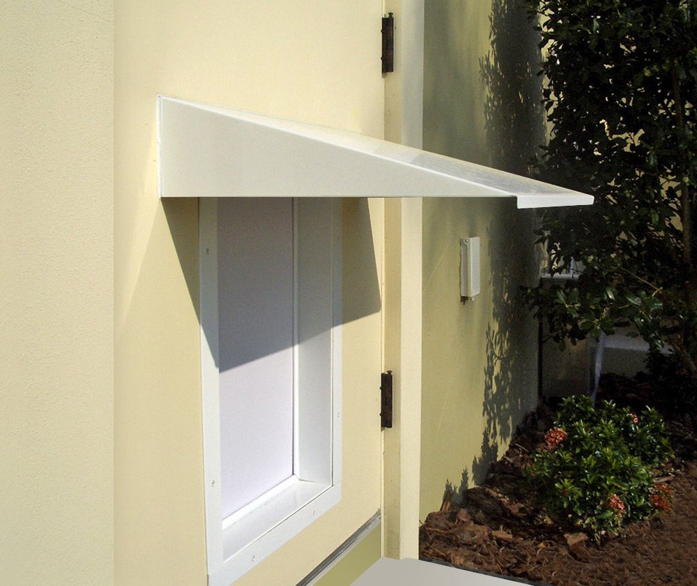 Plexidor Performance Pet Doors weather shield protects entryway from sun and rain for pets.