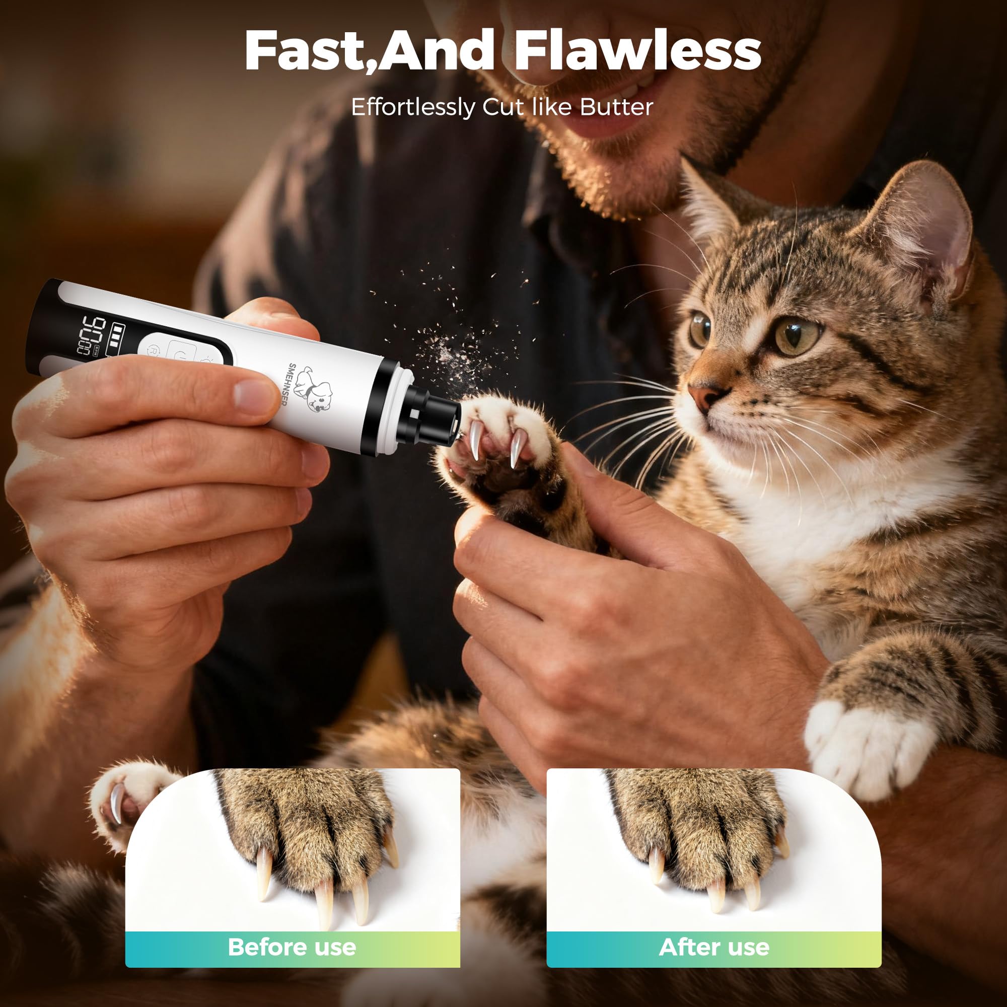 PleySyncz 3-speed dog nail grinder shown with dial for precise control.