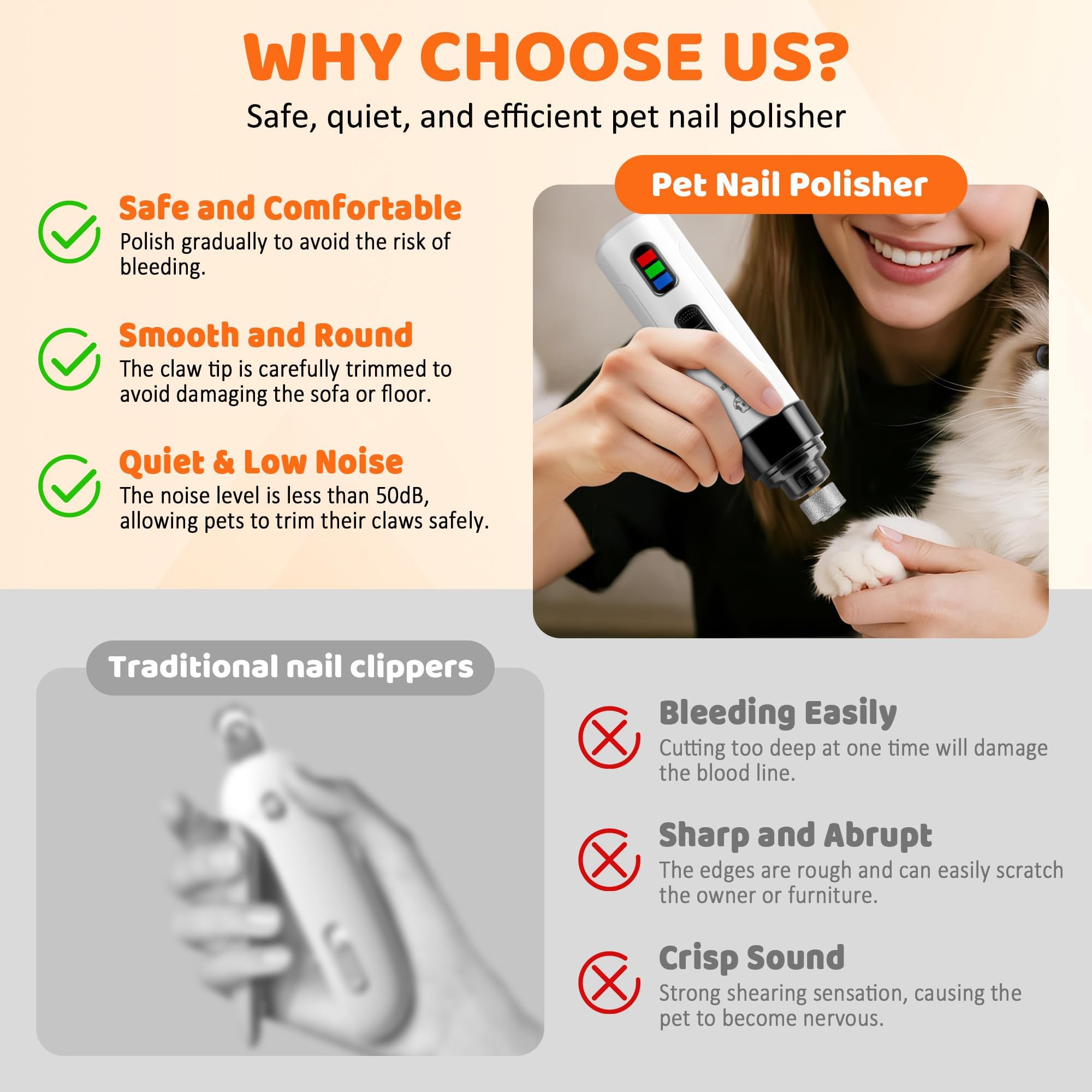 PleySyncz cordless USB nail grinder in use shows portable grooming on the go.