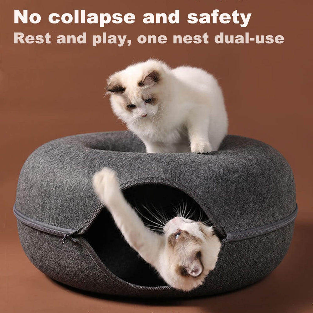 PLIISLUP cat tunnel bed fabric texture closeup reveal scratch-resistant felt