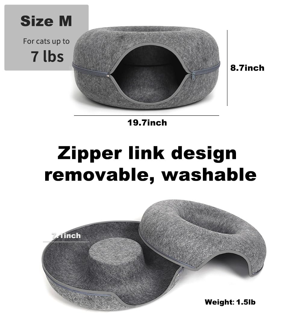 PLIISLUP cat tunnel bed interior view highlights a multi-cat friendly cave