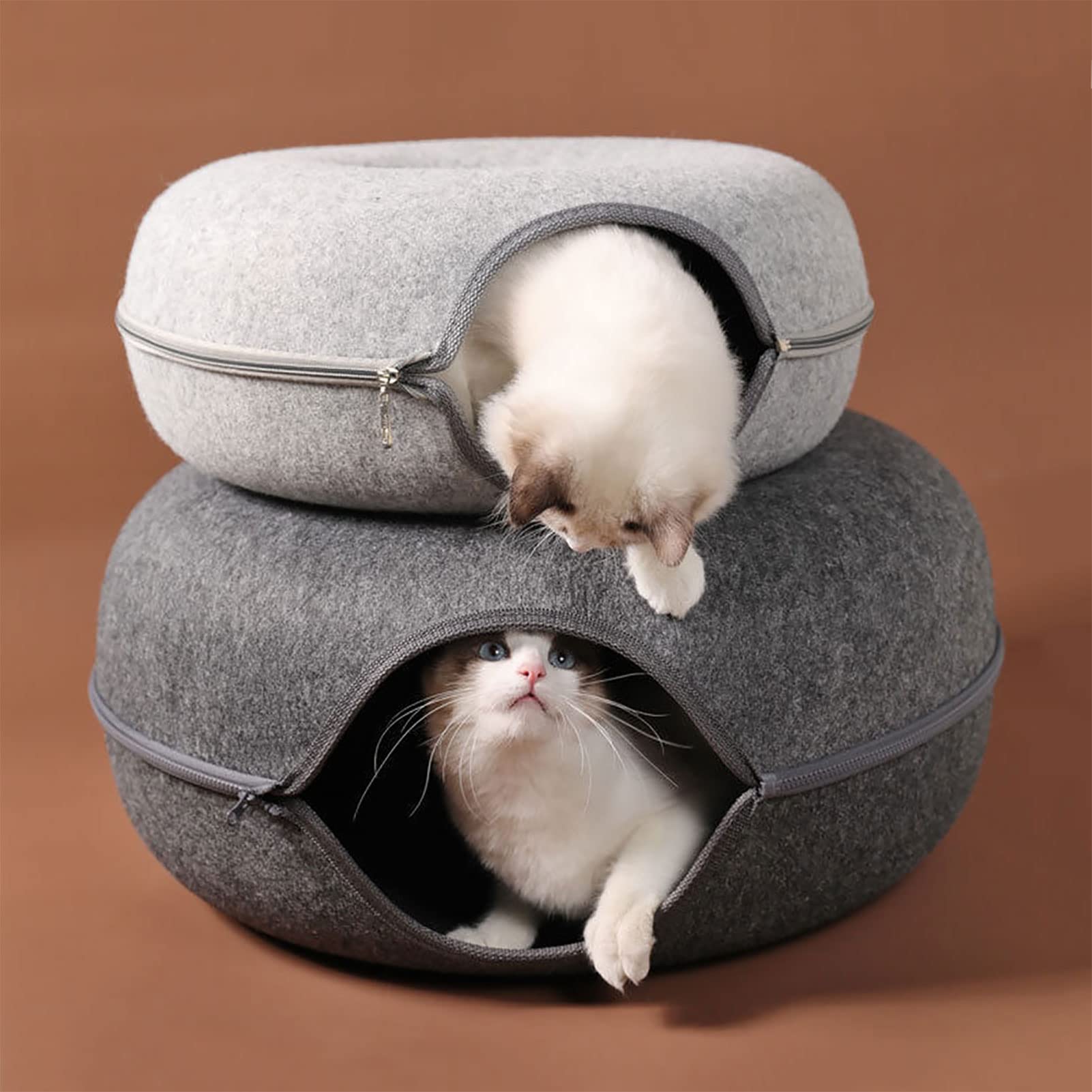PLIISLUP cat tunnel bed light gray color fits modern home decor