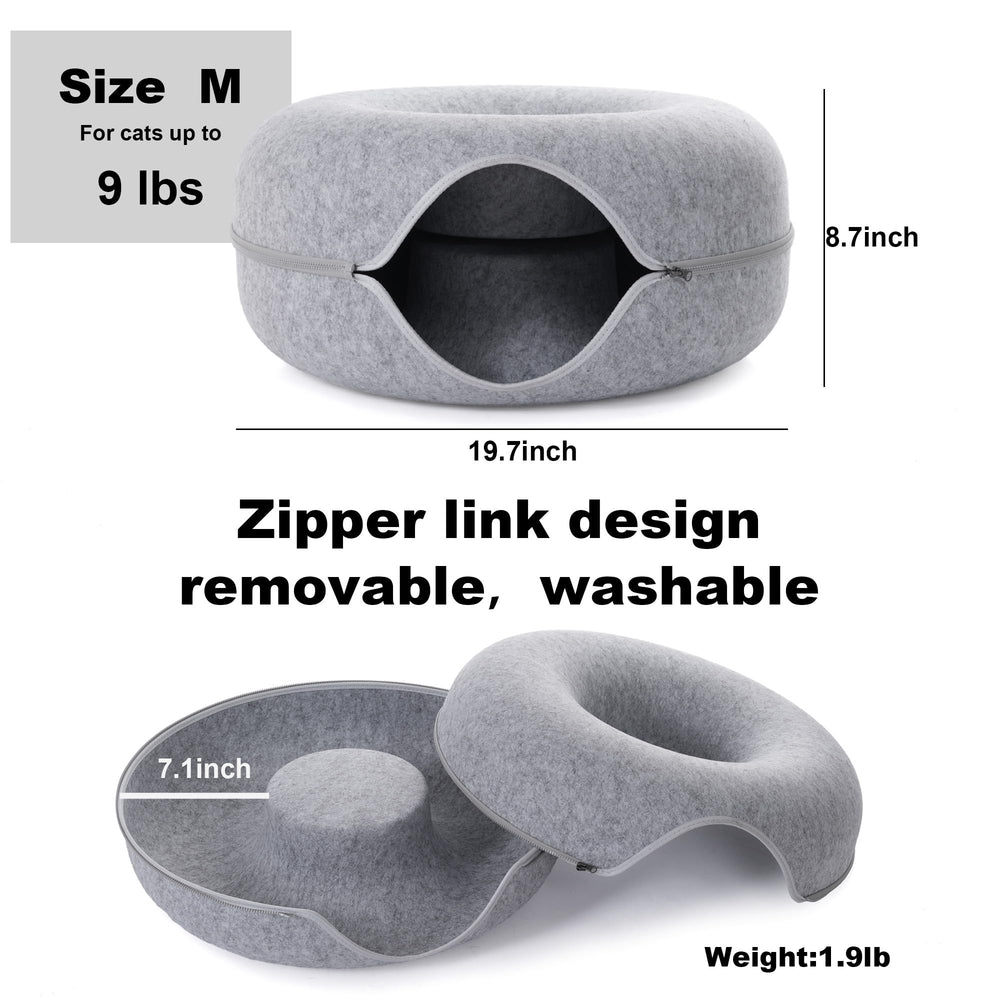 PLIISLUP cat tunnel bed side view highlighting sturdy design and easy access