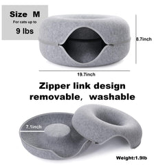 PLIISLUP cat tunnel bed side view highlighting sturdy design and easy access