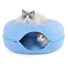 PLIISLUP large cat tunnel bed blue interior shows spacious tunnel for play.