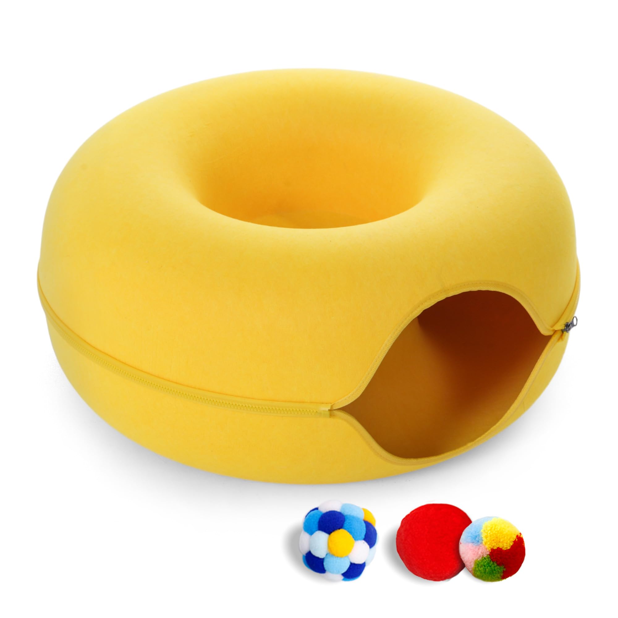 PLIISLUP large cat tunnel bed front view highlights cozy multi-use space for cats