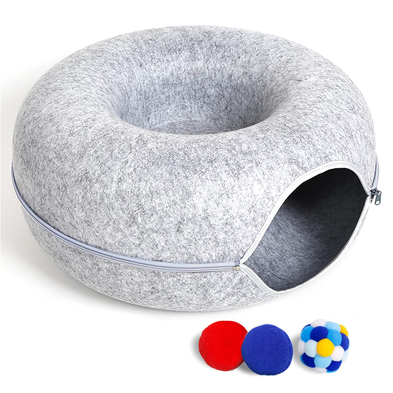 PLIISLUP large cat tunnel bed top view shows spacious hideaway for indoor cats